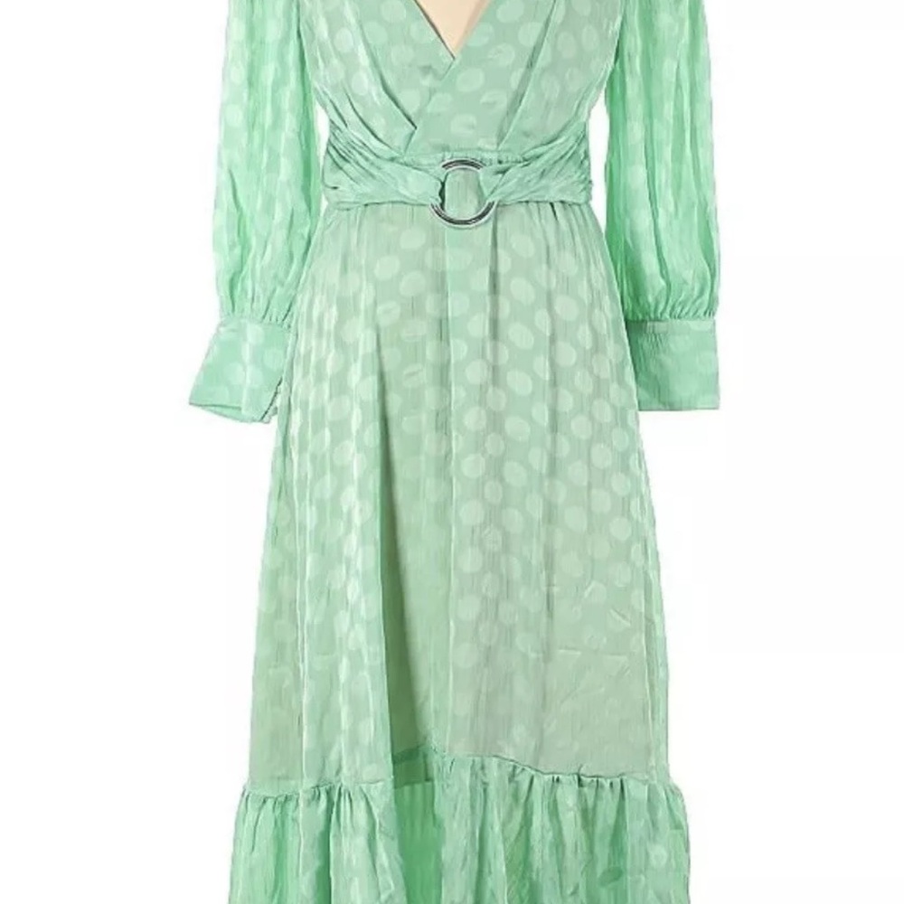 PatBO Green Wrap Ruffled Long Sleeve Dress - Picture 1 of 4